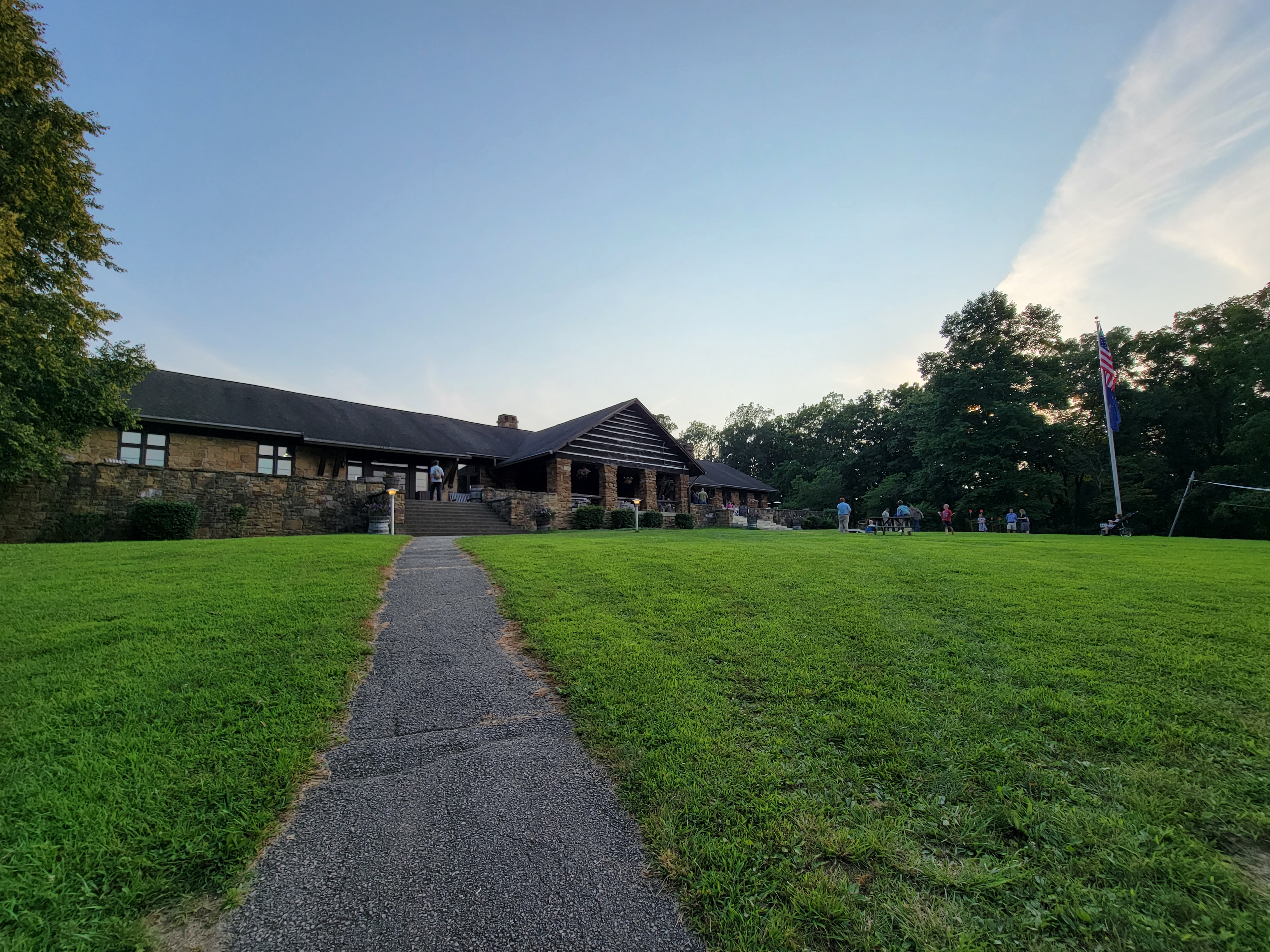 Lawn and patio of Abe Martin Lodge