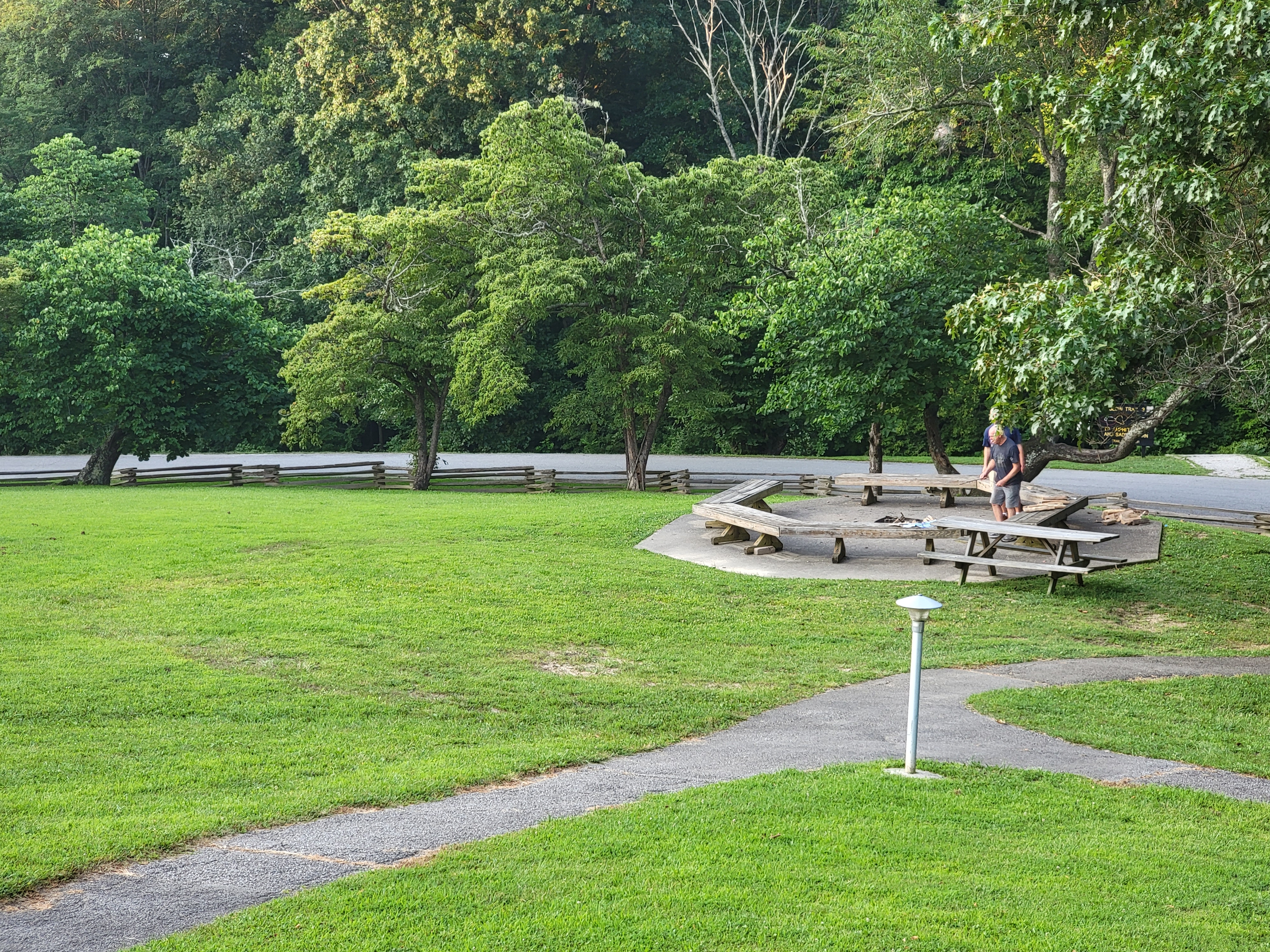 Community fire pit at Abe Martin Lodge